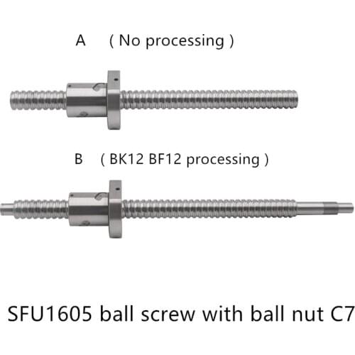 LINK CNC Ballscrew SFU1605 length 230mm 250mm screw with flange single ball nut or BK12 BF12 end machined part