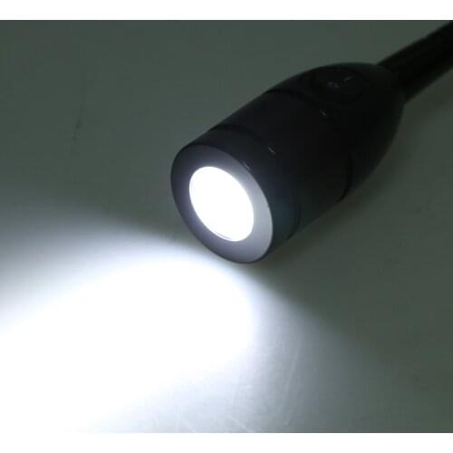 Marine Boat RV Reading LED Light Switch Lamp for Bedside Wall Mount - Adjustable Gooseneck 12V 3W - Black