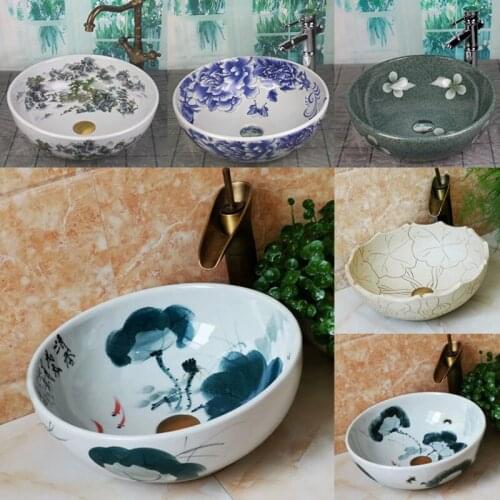 Toilet washstand ceramic art washbasin washbasin washbasin small size single basin household round