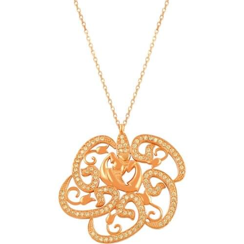 Vav Necklace 925 Sterling Silver TulipCalligraph Necklace Women Necklace Islamic Art Design Maulana Whirling Dervish Darvish Sufi