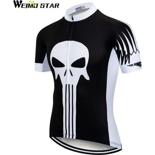 Weimostar Punisher Cycling Jersey Shirt Men Summer Short Sleeve Team Bicycle Cycling Clothing Quick Dry Downhill MTB Bike Jersey