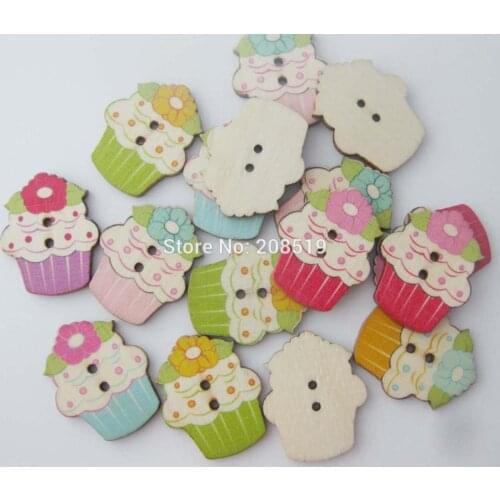 WBNGOS 30MM*24MM Icecream Buttons for craft Mix 100pcs Nature wood home decor sewing supplies