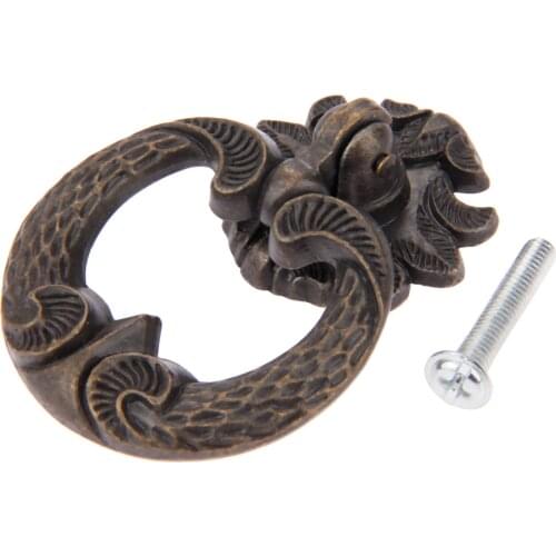 1pc Ring Knob Antique Bronze Handle Single Hole Pull w/screw Kitchen Cabinet Drawer Wardrobe Cupboard Decor 44*61mm Retro Lace