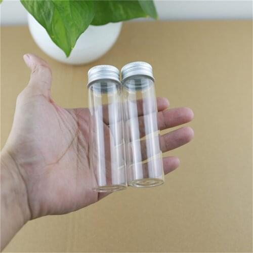 12pieces 30*100mm 50ml Glass bottle Vial Silver Screw Cap Small Test Tube Storage Containers Tiny Glass Spice Bottles & jars