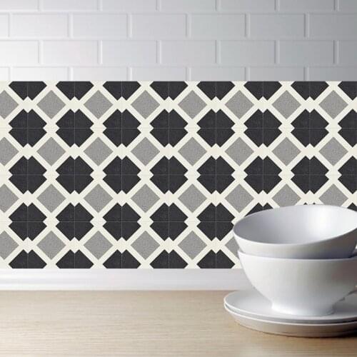 3D Black and white Retro Tile Floor Sticker 20*100cm PVC Bathroom Kitchen Waterproof Wall Sticker Home Decor TV Sofa Wall
