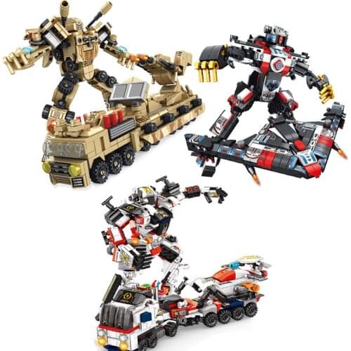 8 in 1 Transformation Robot plane Car tank fighter Deformation Technic Model building blocks DIY brick Creator Expert Toys ideas