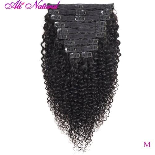 Brazilian Jerry Curly Clip In Human Hair Extensions Middle Ratio 10 Pcs/Set Double Weft Non-remy Hair Natural Black Color 120G