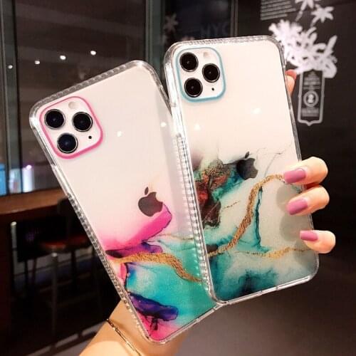 For iPhone 12 Case Gradient Colorful Marble Soft IMD Glitter Phone Cases For iphone 12 11 Pro Max XR XS Max 7 8 Plus X SE 2020