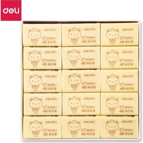 Deli Cute Erasers Big 15pcs Kawaii Bear 4B Drawing Eraser for Kids Student Gift Art Supplies Prizes for Kids Japanese Stationery