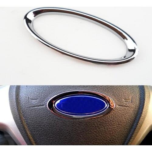 ABS Chrome Car Steering Wheel Logo Circle Trim Sticker for Ford Ecosport Fiesta MK7 Focus 2 4 MK2 MK4 Accessories