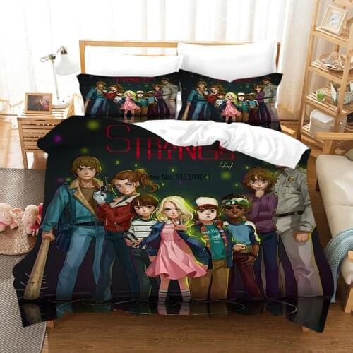 Cartoon Bedding Set 3D Horror Movie Stranger Things Printed Duvet Cover for Kids Gifts King Queen Size Quilt Cover Home Decor