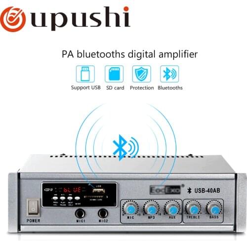 Oupushi 40W small bluetooth amplifer speaker 100V home audio power amplifiers for home background music system