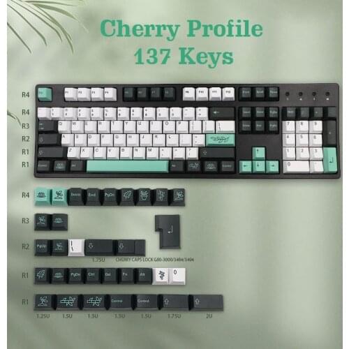 Custom Botanical Keycaps Japan PBT Mechanical Keyboard 137 Key cap Cherry Profile 87/104 Customized Keycap For GK61 GK64 RK87