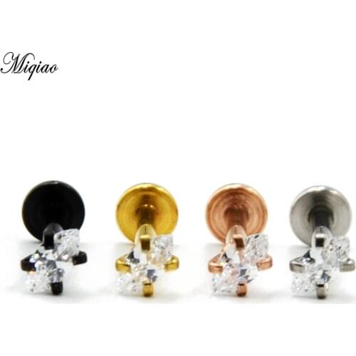 Miqiao 2pc Stainless Steel Lip Nails Internal Threaded Ear Bone Nails Electroplated Straight Rod T Internal Tooth Earrings