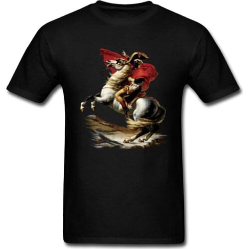 Napoleone Buonaparte T-shirt Men Black T Shirt Hero Tshirt Military Tops Horse Rider Tee Custom Pure Cotton Europe Clothing