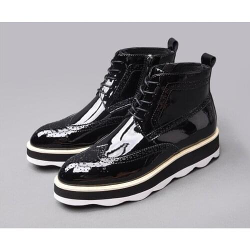 Men winter boots Genuine leather boots Martin boots Paint leather pointed toes and lace-up mens ankle boots lace up men shoes