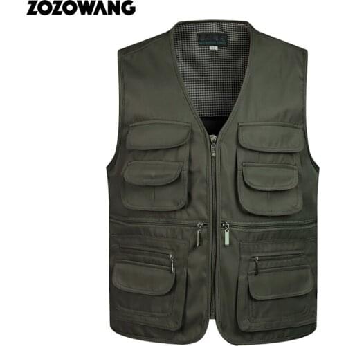 ZozoMan Vests Sleeveless Unloading Fashion Waistcoat With Many Male Coat Pockets Military Jacket Mens Tactical Vest Sweatshirts