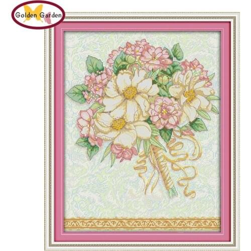 GG The Loves Bouquet Cross Stitching DIY Kits Needlework Handmade Craft Joy Sunday Cross Stitch Kits Paintings for Home Decor