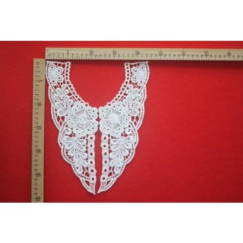 NEWEST 22cm*29cm Water Soluble cotton Lace Necklace Collar Applique Trims Neckline Lace Fabric for Sewing Trims