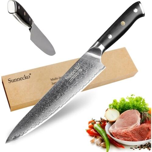 SUNNCEKO Chef Knife Kitchen Knives Japanese 73-Layer Damascus VG10 Steel Sharp Blade 60HRC 8 inch Chefs Cutter Tool G10 Handle