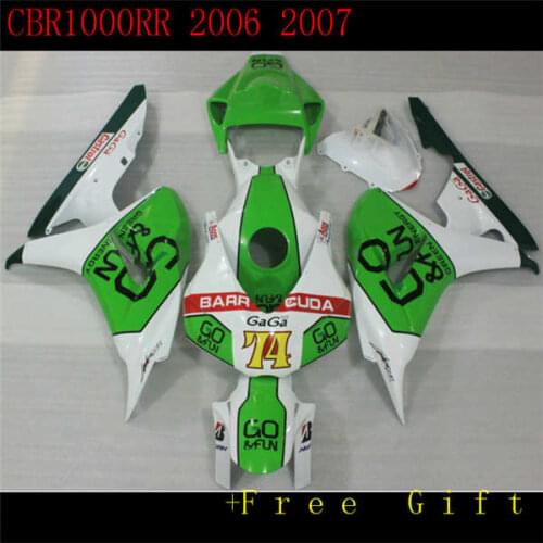 Dor-New Fairings For CBR1000 06 07 ABS Plastic Motorcycle Fairing Kit CBR1000RR 2006 2007 Bodywork set color green black white