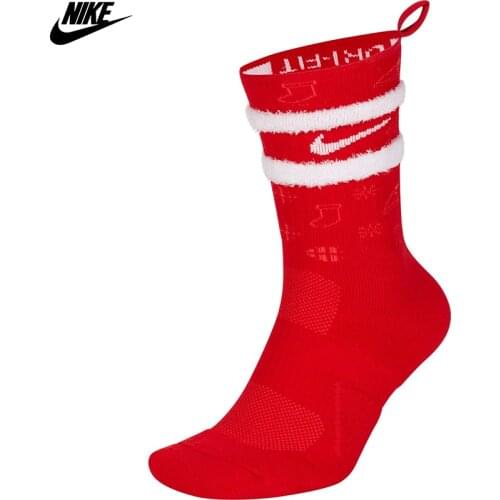 Original Nike Elite Crew 'Xmas' Basketball Unisex Socks-Red CK6786-657
