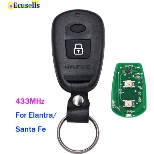 2 Button 433MHz REMOTE control transimitter FOB Key Fits for Hyundai Santa Fe Elantra