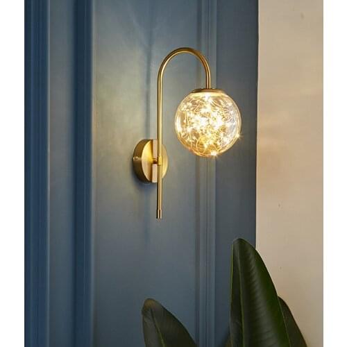 Nordic Romantic Wall Lamp Gypsophila Transparent Glass Bedroom Bedside Living Room Corridor Background Round Lights