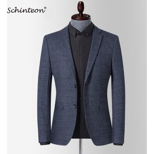 Schinteon Men New Brand Blazer Jacket Slim Fit Outwear Smart Casual High Quality Party Wedding Clothing