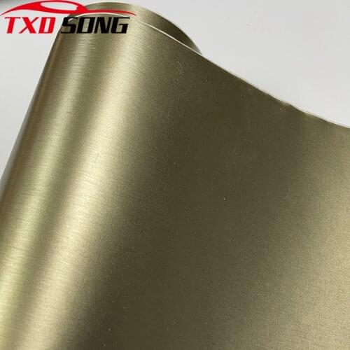Champagne gold Aluminum Brushed Vinyl Film Car Wrap Foil With Air Release DIY Styling Brushed Car Sticker Decal Wrapping