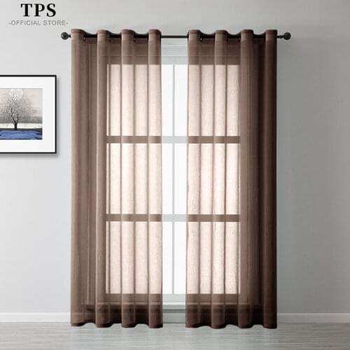 TPS Sheer Curtain Window Tulle for Living Room Bedroom Kitchen Solid Finished Window Treatment Home Decor Panels Blind Custom