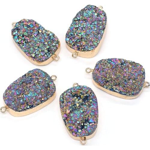 Natural Stone Connector Agate Crystalline Germ Rectangle Stone For DIY Necklace Handiwork Sewing Craft Jewelry Accessory Making