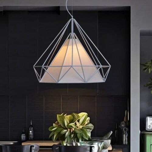 Modern Brief Vintage Personally Art Diamond Pendant Light Resturant Dining Room Coffee Shop Hotel Home Decor Lighting Fixture