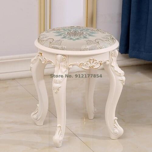 European style makeup stool simple modern white dressing table stool chair round stool bedroom dressing stool nail art square st