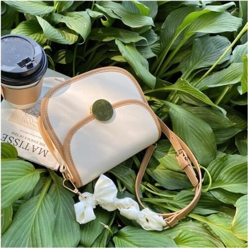 Simple Scarf Saddle Cute Small Crossbody Bags For Women Unique Design Two Tone Metallic Lock Female Shoulder Bags Summer 2021