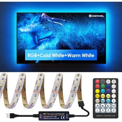 Tv LED strip light remote control USB mini control 2m set RGB+warm white+cold white 12V Changing Color Ambient Light