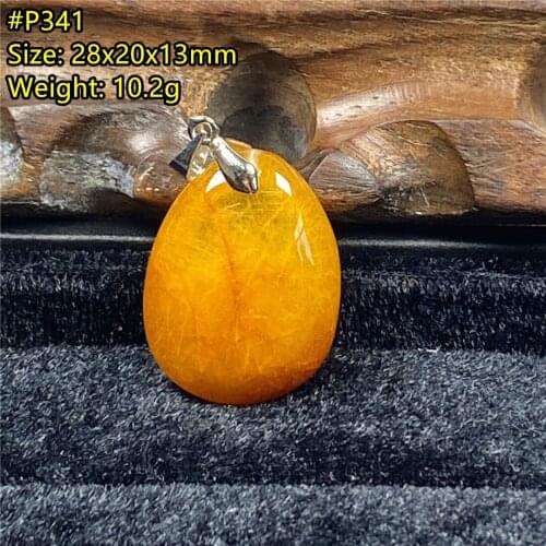 Top Natural Gold Rutilated Pendant Jewelry 28x20x13mm For Woman Man Wealth Luck Gift Beads Gemstone Silver Crystal Stone AAAAA