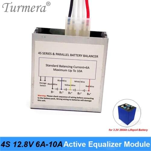 Turmera 4S 12.8V 6A 10A Active Equalizer Module for 3.2V 280Ah 310Ah Lifepo4 Battery and 3.7V 18650 Lithium Batteries Pack Use
