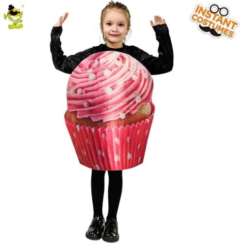 Unisex Ice Cream Cupcake Costume Carnival Cosplay Funny Food Jumpsuit Halloween Role Play Cake Clothing for Boys and Girls