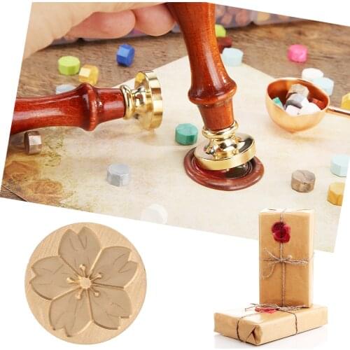 Handmade Wax Seal Stamp Fire Painting Plant Wood Handle Christmas DIY Envelope for Parties Invitations Weddings Accessories