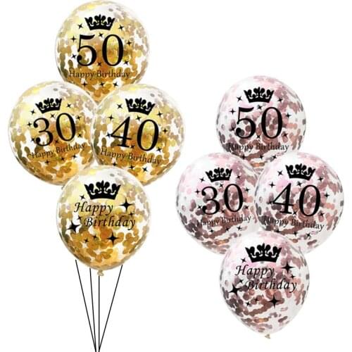 12inch 10pcs Confetti Balloons Rose Gold 30th 40th 50th 60th Birthday Party Decoration Happy Birthday Party Decorations Adult