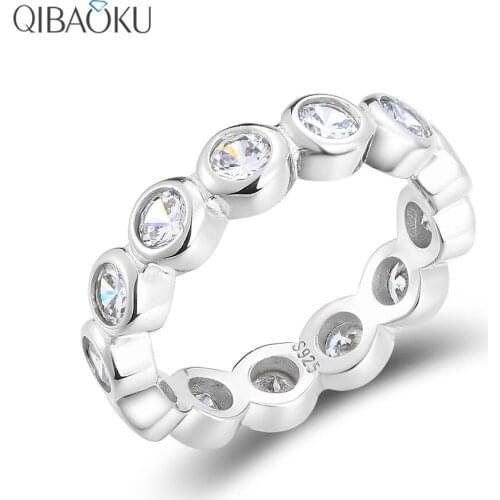 Sterling Silver 925 Ring Round 4MM Zircon Rings for Women Simple Fashion Rings Wedding Engagement Party Gift Fine Jewelry