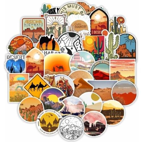 10/50PCS Desert Outdoor Waterproof Stickers DIY Laptop Luggage Mobile Phone Skateboard Water Cup Decoration Stickers