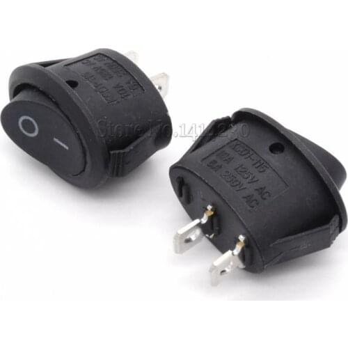 10PCS 2 Position 2 Pins Mini Oval Rocker Switch Black ON-OFF AC 6A 250V 10A 125V