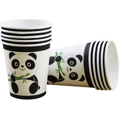 10pcs/lot Disposable Cups Cartoon Panda Theme Birthday Party Decorations Kids Disposable Tableware Paper Cups Party Supplies
