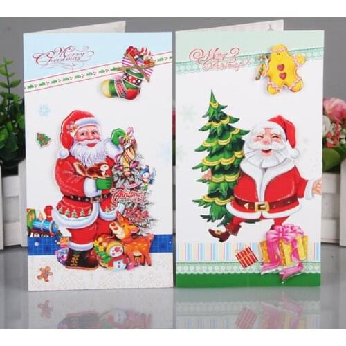 16pcs/lot Christmas Gift Greeting Card Santa Claus Pattern Paper Folding Card Christmas Special Card 12*21.5cm