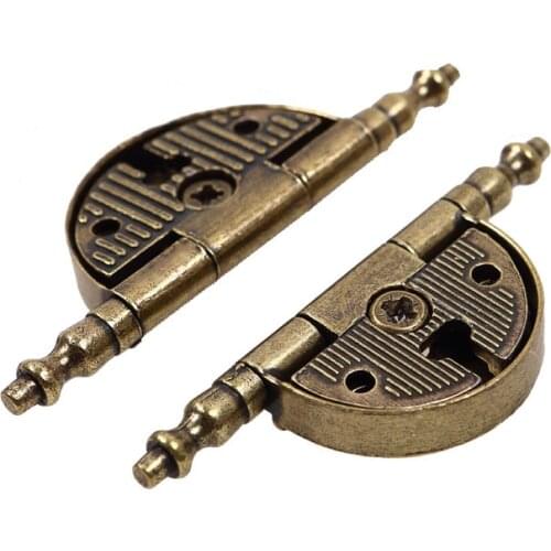 2PCS 3-inch antique bronze vintage European crown head round the door hinge clothes cupboard book antique zinc alloy hinge KF490