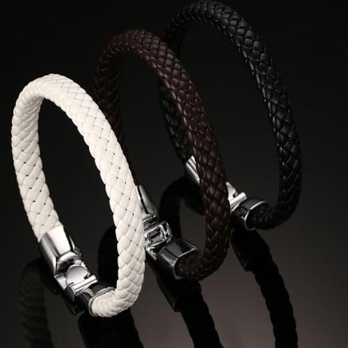 2021 Simple Style European And American Trend Alloy Buckle Accessories PU Leather Bracelet Suitable For Mens Accessories