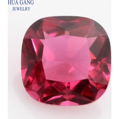 5# Rose Red Color Cushion Cut Shape Princess Cut Loose Glass Beads Synthetic Gems For Jewelry Size 3x3~15x15mm Free Shipping