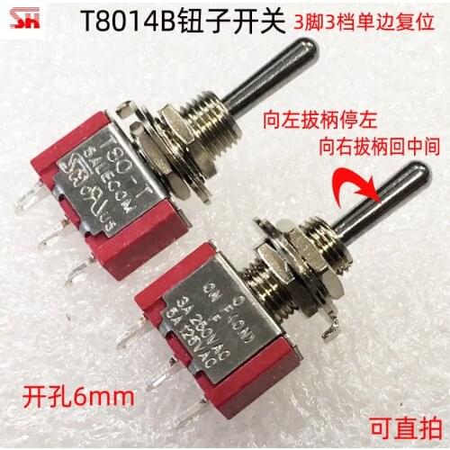 5Pcs SH T8014B SPDT ON-OFF-MOM Unilateral Momentary 3Pin One-way Reset Mini Toggle Switch